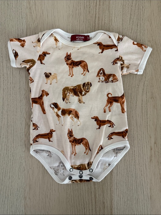 Milkbarn Other - Milkbarn Cream and Brown Dog Print German shepherd basset hound dogs NWOT